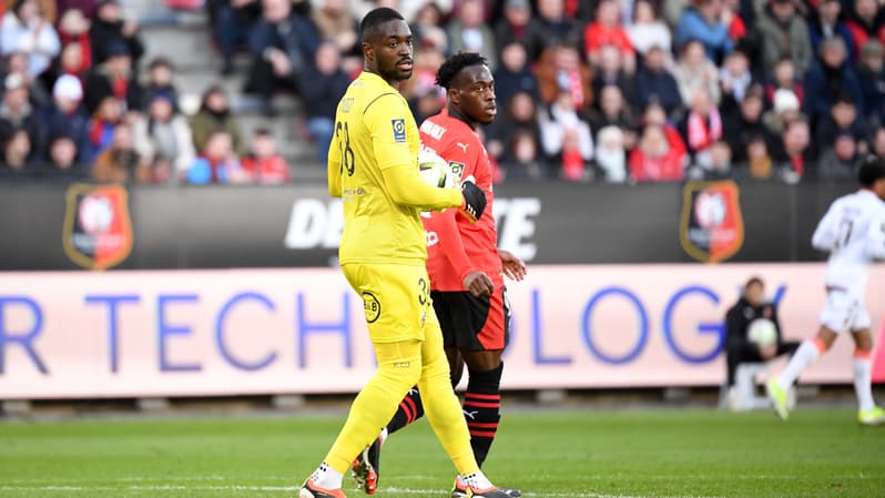 Le gardien de Lorient Yvon-Landry Mvogo lors du derby contre les Rennais, 3 mars 2024