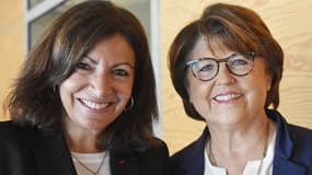 Anne Hidalgo et Martine Aubry lors de l'assemblée générale de l'association internationale des maires francophones, à Lille, le 5 mai 2018