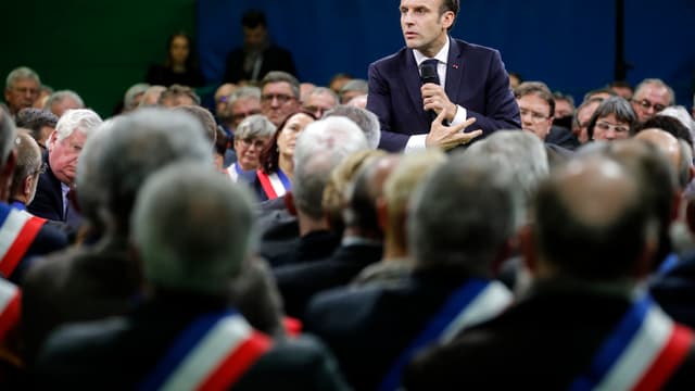 Emmanuel Macron à Grand Bourgtheroulde, le 15 janvier 2019.