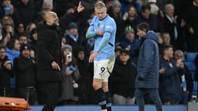 Erling Haaland avec Manchester City, à l'Etihad Stadium le 15 février 2025