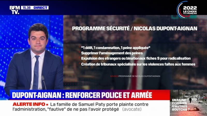 Présidentielle 2022: les propositions de Nicolas Dupont-Aignan sur la sécurité