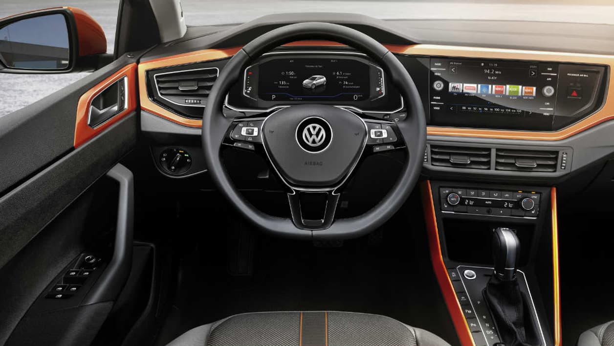 L'habitacle de la nouvelle Polo équipée du système Active Info Display. Il n'arrivera qu'en décembre sur la petite compacte, dont les commandes sont déjà ouvertes.