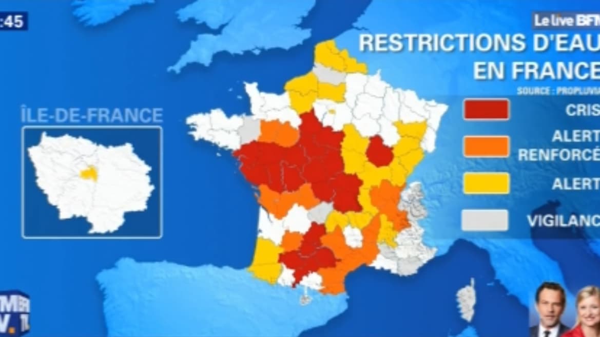 55 départements ont pris des mesures de restriction d'eau