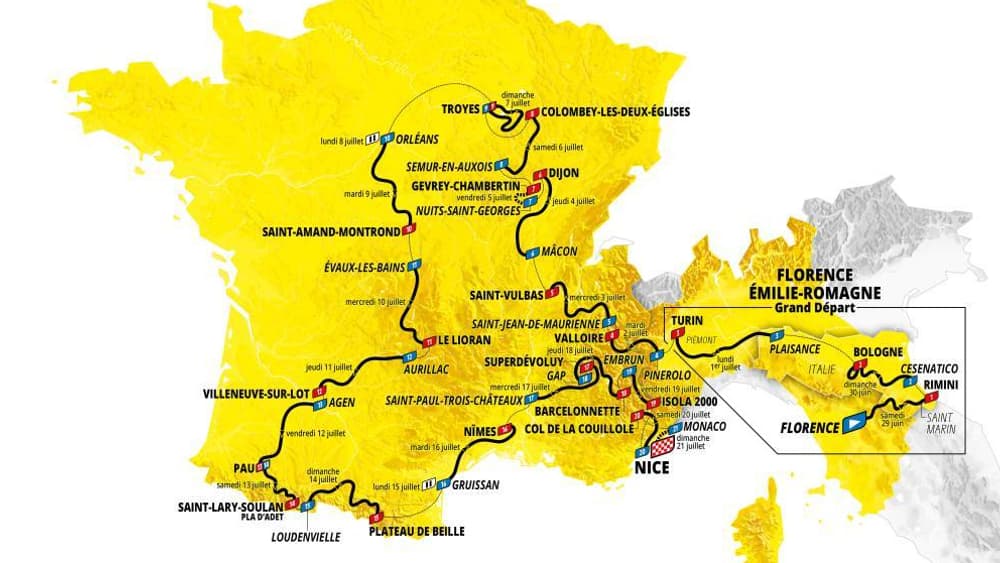La carte du Tour de France 2024