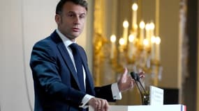 Emmanuel Macron à l'Élysée le 6 janvier 2025, lors de son discours aux ambassadeurs