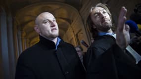 Marc Machin et son avocat Louis Balling, le 17 décembre 2012 à l'ouverture de son procès en révision. 