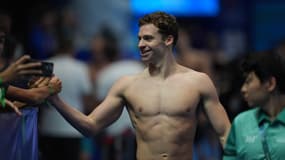 Léon Marchand aux Mondiaux de natation, le 3 août 2025 à Singapour