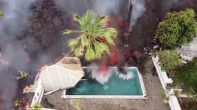 Éruption aux Canaries: les images de la lave se déversant dans la piscine d'une maison