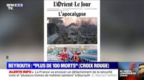 "L’apocalypse" en Une du quotidien libanais L'Orient-Le Jour au lendemain des deux gigantesques explosions