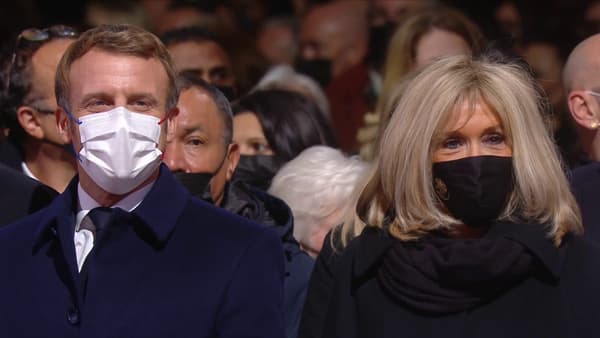 Emmanuel et Brigitte Macron au Panthéon le 30 novembre 2021.
