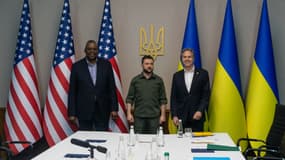 Lloyd Austin, Volodymyr Zelensky et Antony Blinken à Kiev le 25 avril 2022
