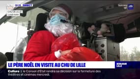 CHU de Lille: le Père Noël débarque en hélicoptère pour distribuer des cadeaux aux enfants 