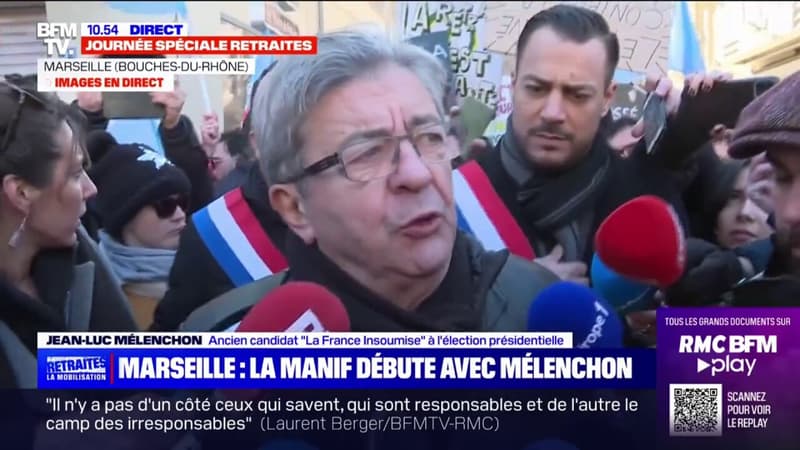 Jean-Luc Mélenchon manifeste à Marseille contre la réforme des retraites: 