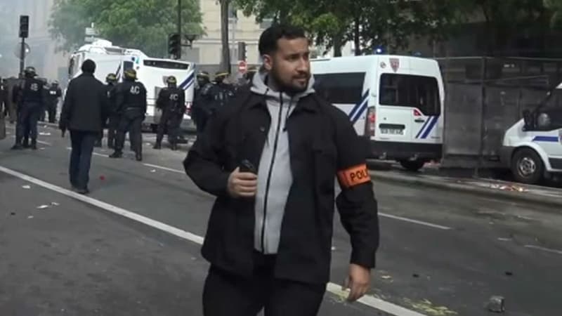 Alexandre Benalla, le 1er-mai 2018 place de la Contrescarpe à Paris. - Capture BFMTV