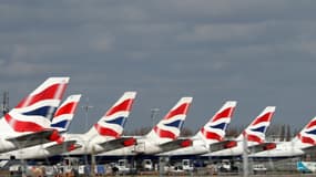 Avions de la compagnie British Airways, le 16 mars 2020, à l'aéroport de Londres Heathrow