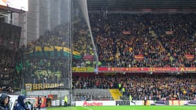 Le parcage des supporteurs nantais lors de Lens-Nantes (4-0, Ligue 1), le 27 octobre 2023
