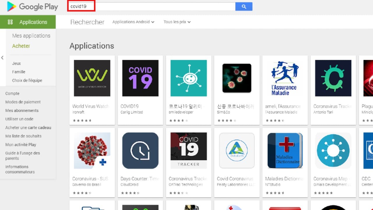 Google Play Store Coronavirus