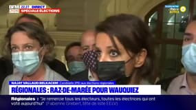"Je prends acte du fait qu’au sein des forces de gauche, c’est EELV qui est arrivé devant", réagit la candidate PS Najat Vallaud-Belkacem, qui confirme son union avec la liste EELV au deuxième tour