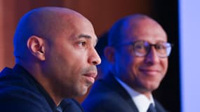 Thierry Henry et Philippe Diallo, au siège de la FFF à Paris le 29 août 2023