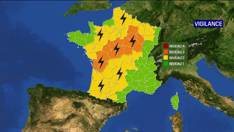 15 départements sont en vigilance orange pour risque d'orages violents.