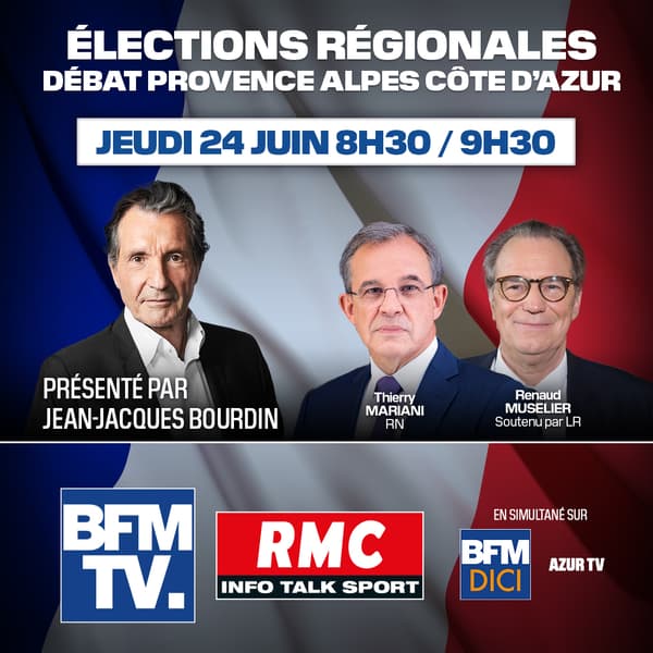 Régionales: le débat décisif de l'entre-deux-tours en PACA présenté par Jean-Jacques Bourdin en direct sur RMC