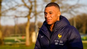 Kylian Mbappé lors d'un rassemblement de l'équipe de France à Clairefontaine, le 17 mars 2025