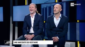 Manu Petit et Fabien Barthez dans Le Vestiaire