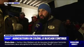 Blocage de l'A64: "L'État et notre ministre nous montrent du mépris", affirme Jérôme Bayle, éleveur de bovins à Carbonne (Haute-Garonne)