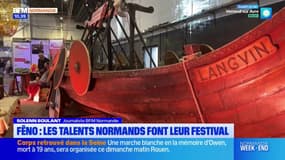 Fêno: un bateau viking présent dans les allées du festival à Caen