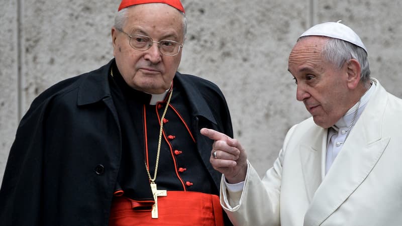 Le cardinal Sodano et le pape François, en 2017.