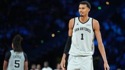 Victor Wembanyama lors de la défaite de San Antonio en finale de la NBA Cup contre les New York Knicks (124-113), le 16 décembre 2025