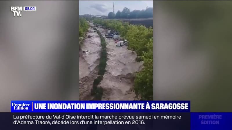 Après des pluies torrentielles, la ville de Saragosse en Espagne a été touchée par une impressionnante inondation