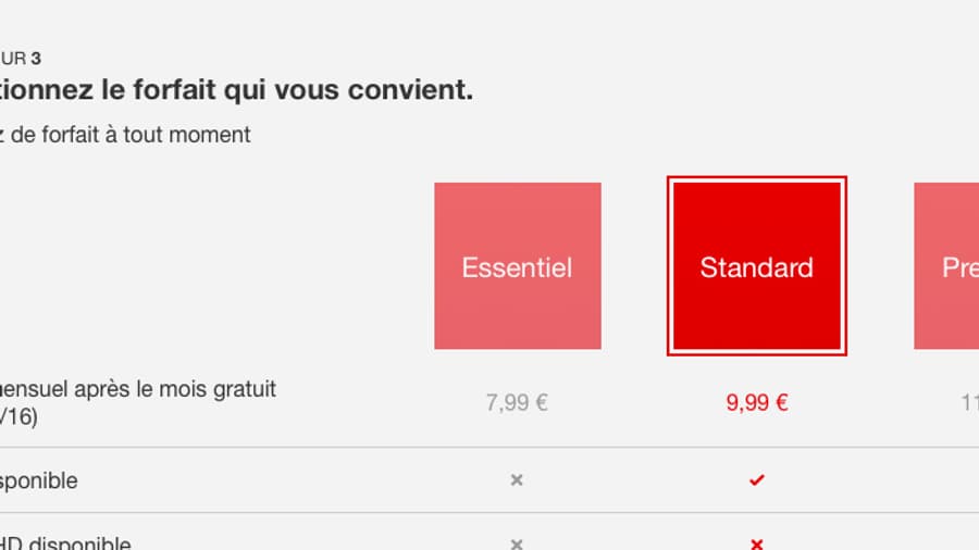 Les tarifs de Netflix en France.