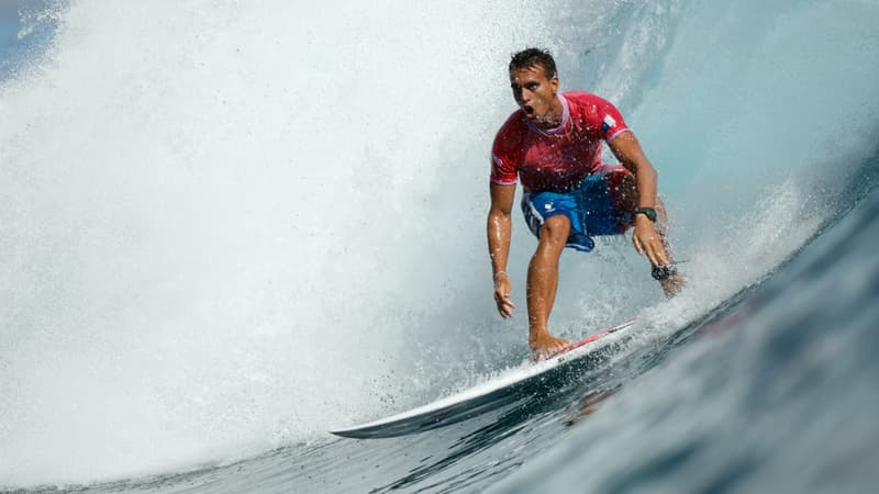 Kauli Vaast lors de la finale olympique de surf, le 6 août 2024