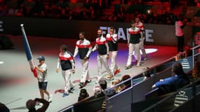 L'entrée des joueurs de l'équipe de France lors de la Coupe Davis, à Madrid le 19 novembre 2019