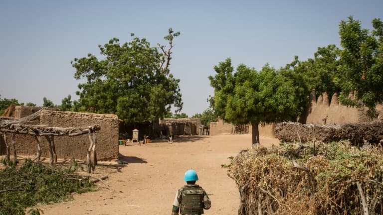 Un Casque bleu sénégalais à Ogossagou au centre du Mali, le 5 novembre 2021. PHOTO D'ILLUSTRATION