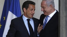 Nicolas Sarkozy et Benjamin Netanyahu à l'Elysée en mai dernier. Le chef de l'Etat a écrit au Premier ministre israélien pour lui redire son amitié malgré leurs divergences de vues sur le Proche-Orient et après sa gaffe du G20, durant lequel il l'a traité
