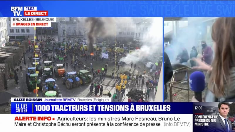 Colère des agriculteurs: la tension monte à Bruxelles, alors que près de 1.000 tracteurs encerclent le Parlement européen