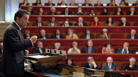 La priorité pour 2011 sera de consolider la sortie de crise, a déclaré vendredi Nicolas Sarkozy lors de la séance inaugurale de la nouvelle mandature du Conseil économique, social et environnemental (Cese). /Photo prise le 14 janvier 2011/REUTERS/Philippe