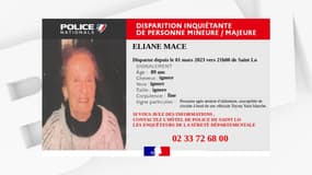 Eliane Mace a disparu dans la Manche à Saint-Lô depuis le 1er mars 2023.