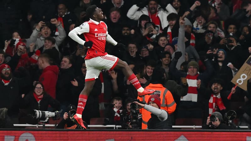 Eddie Nketiah lors de la 21e journée de Premier League face à Manchester United, le 22 janvier 2023.