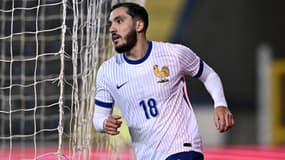 Rayan Cherki avec l'équipe de France espoirs face à l'Italie, le 15 novembre 2024.