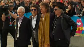 Les Rolling Stones inaugurant l'exposition qui leur est consacrée à Londres, le 5 avril 2016.