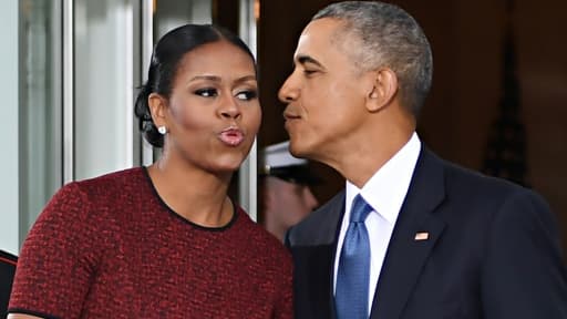 L'ancien président des Etats-Unis Barack Obama et son épouse Michelle à Washington, le 20 janvier 2017, jour de l'investiture de Donald Trump