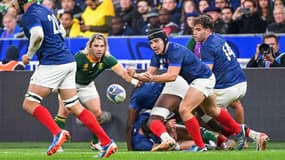 Antoine Dupont lors du quart de finale de la Coupe du monde entre la France et l'Afrique du Sud (28-29), le 15 octobre 2023