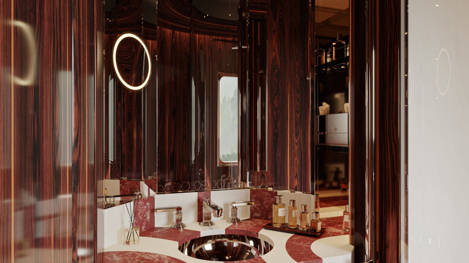 Intérieur d'une voiture de l'Orient Express du groupe Accor