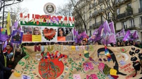 Rassemblement et marche à la mémoire des trois militantes kurdes assassinées en 2013, à Paris, le 7 janvier 2022