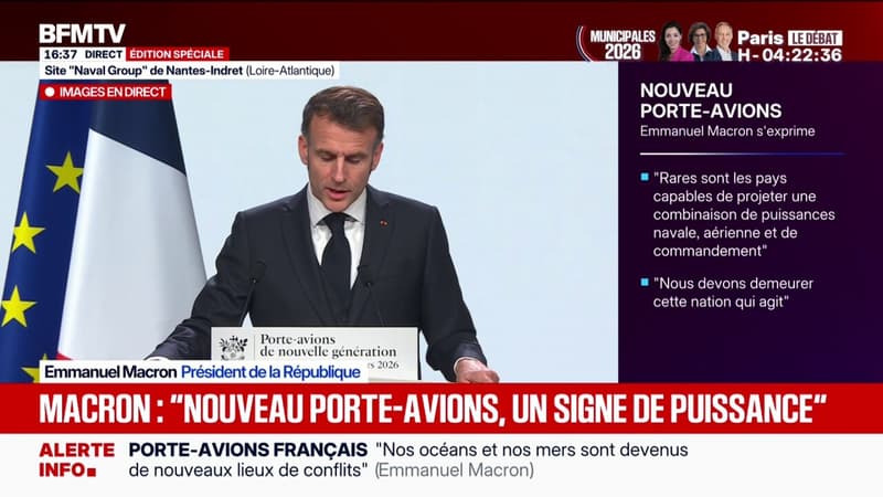 Ce nouveau porte-avions garantit "notre indépendance pour les décennies qui viennent", affirme Emmanuel Macron
