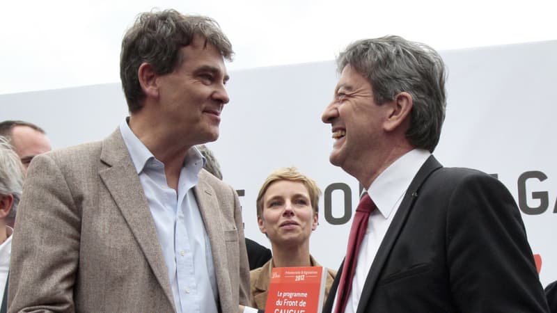 Arnaud Montebourg et Jean-Luc Mélenchon en 2011 durant la primaire socialiste.