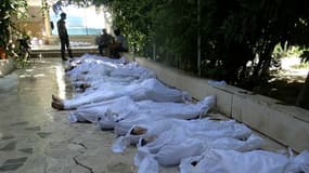 Victimes présumées de l'attaque chimique du 21 août dans la banlieue de Damas.